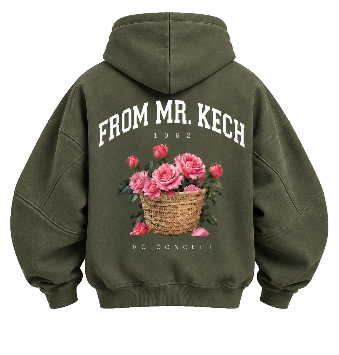 FROM MR. KECH HOODIE — Kaki olive — dos, photographie originale