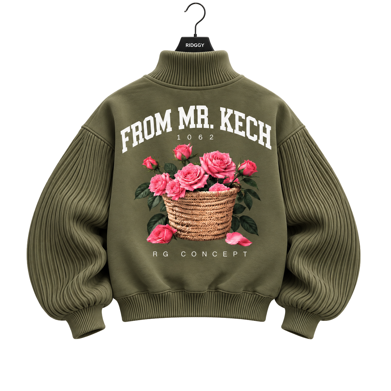 FROM MR. KECH ZIP — Kaki olive — dos, photographie officielle sur cintre RIDGGY