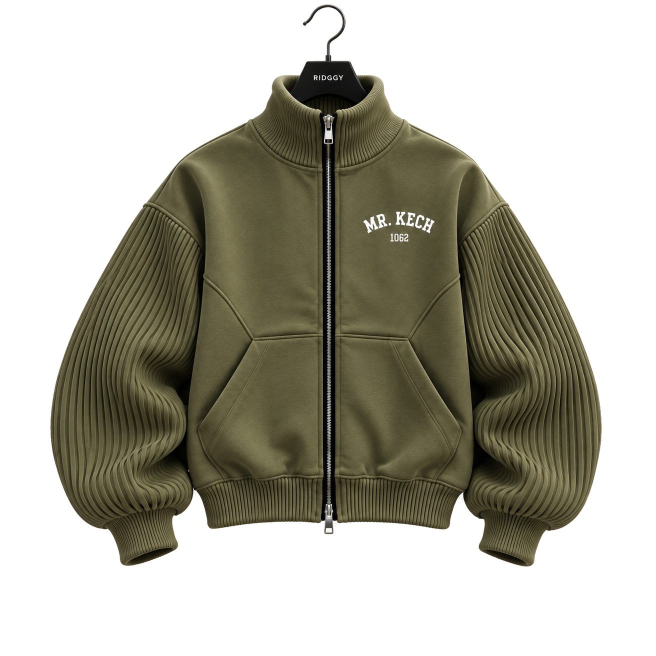 FROM MR. KECH ZIP — Kaki olive — face, photographie officielle sur cintre RIDGGY